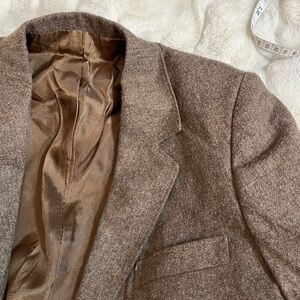 VTG Grandpacore Brown Poly Wool Brown XS/S Office Workwear Spring Fall Blazer